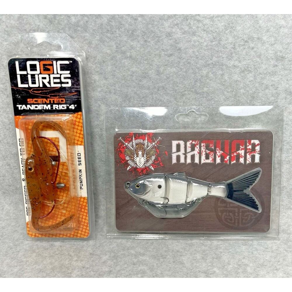 Raghar Berserkr Minnow Lure Swimbait and Logic Lures‎ Tandem Rig 4" Pumpkin Seed
